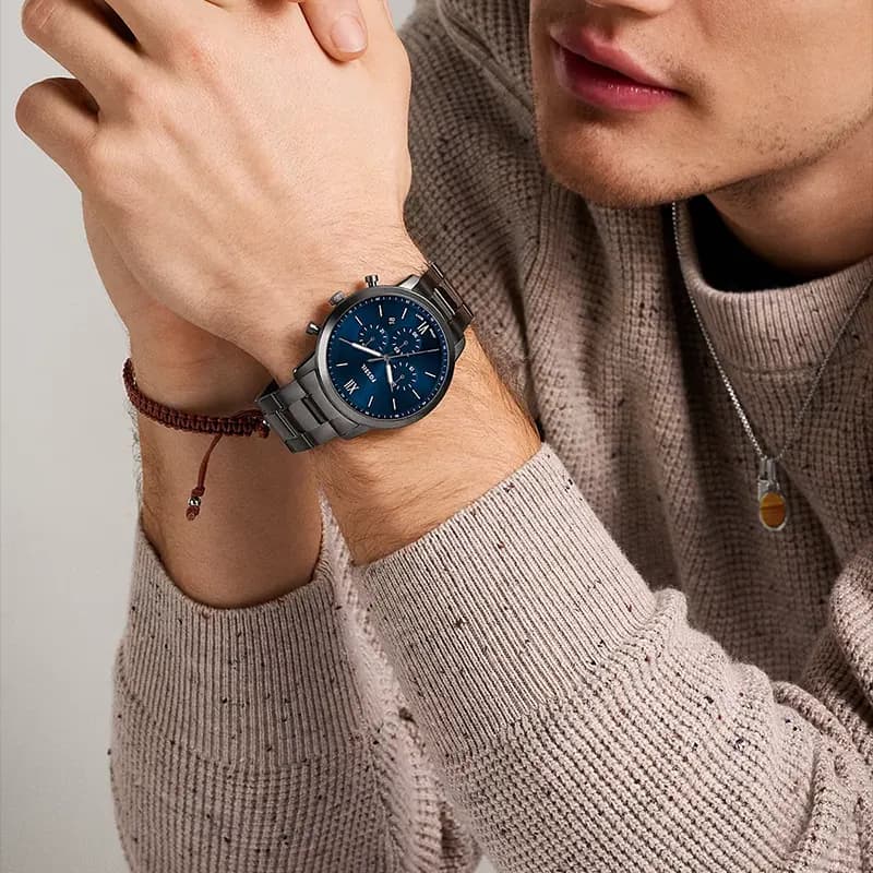 Fossil Neutra Chronograph Blue Dial Gunmetal Men's Watch | FS6111