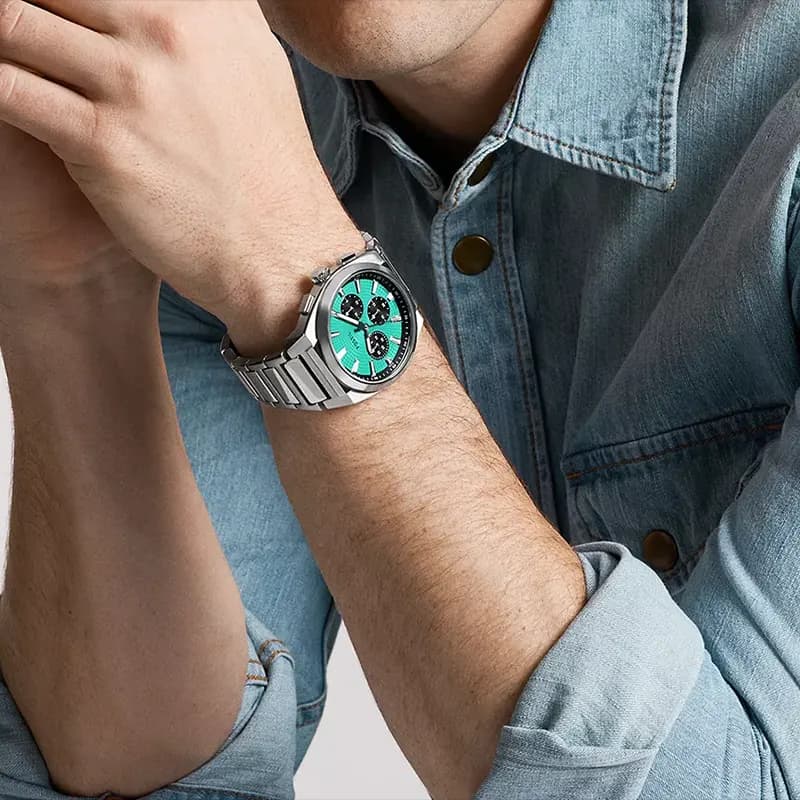 Fossil Everett Chronograph Vivid Turquoise Panda Dial Men’s Watch | FS6117