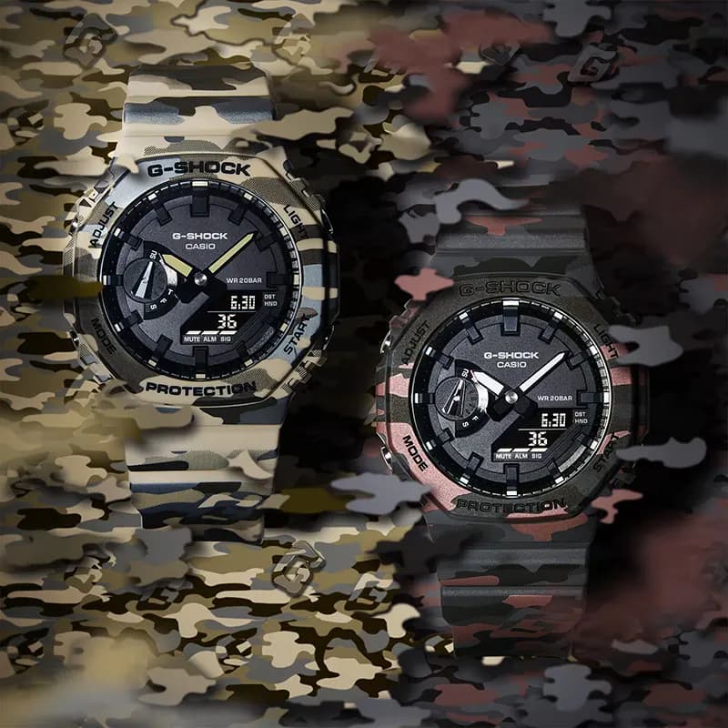 Casio G-Shock Grey Camouflage Dual Time Men's Watch | GA-2100CM-8A