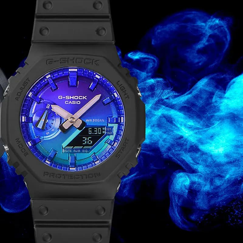 Casio G-Shock GA-2100FL-1A Glowing Flames of Blues Dial Men's Watch