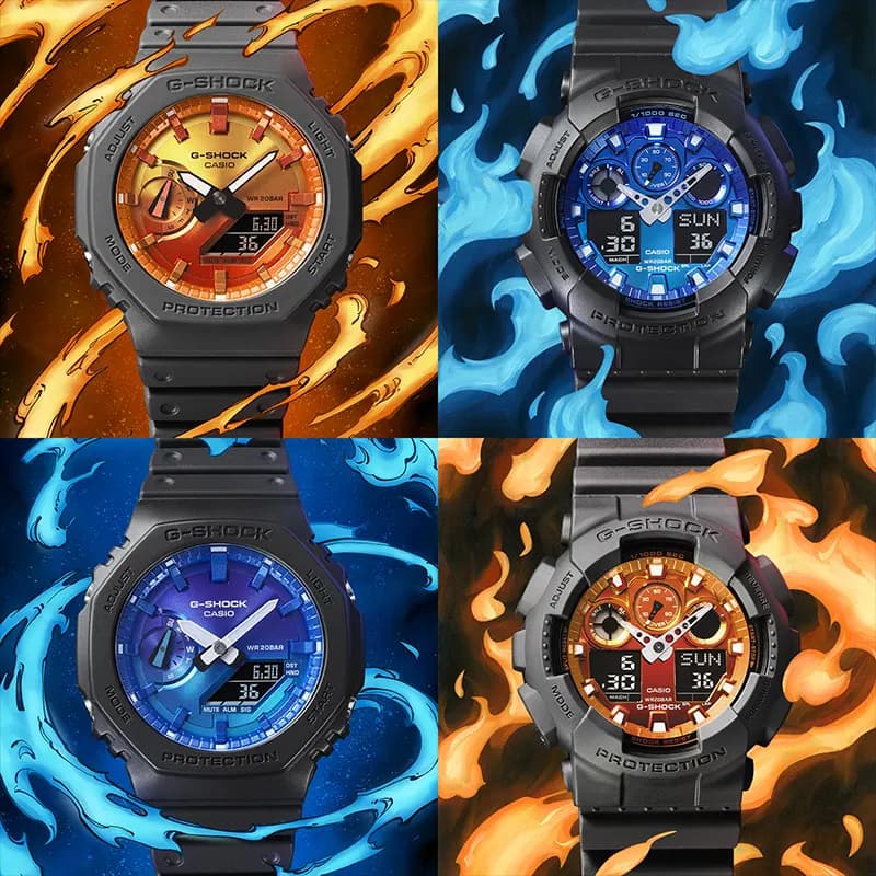 Casio G-Shock GA-2100FL-1A Glowing Flames of Blues Dial Men's Watch