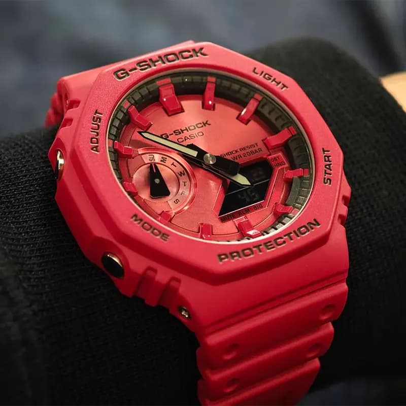 Casio G-Shock Carbon Core Guard Iconic Vivid Red Men's Watch | GA-2100RRB-4A