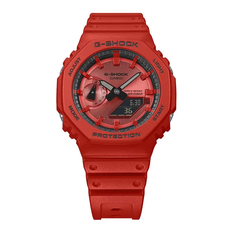 Casio G-Shock Carbon Core Guard Iconic Vivid Red Men's Watch | GA-2100RRB-4A
