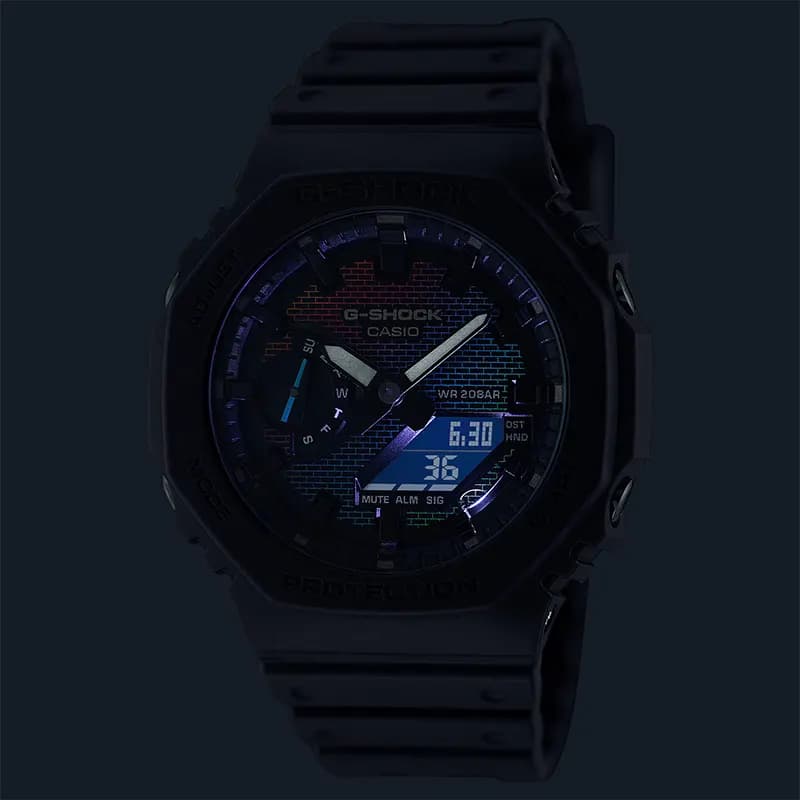 Casio G-Shock Rainbow Brick Wall Pattern Dial Men's Watch | GA-2100RW-1A