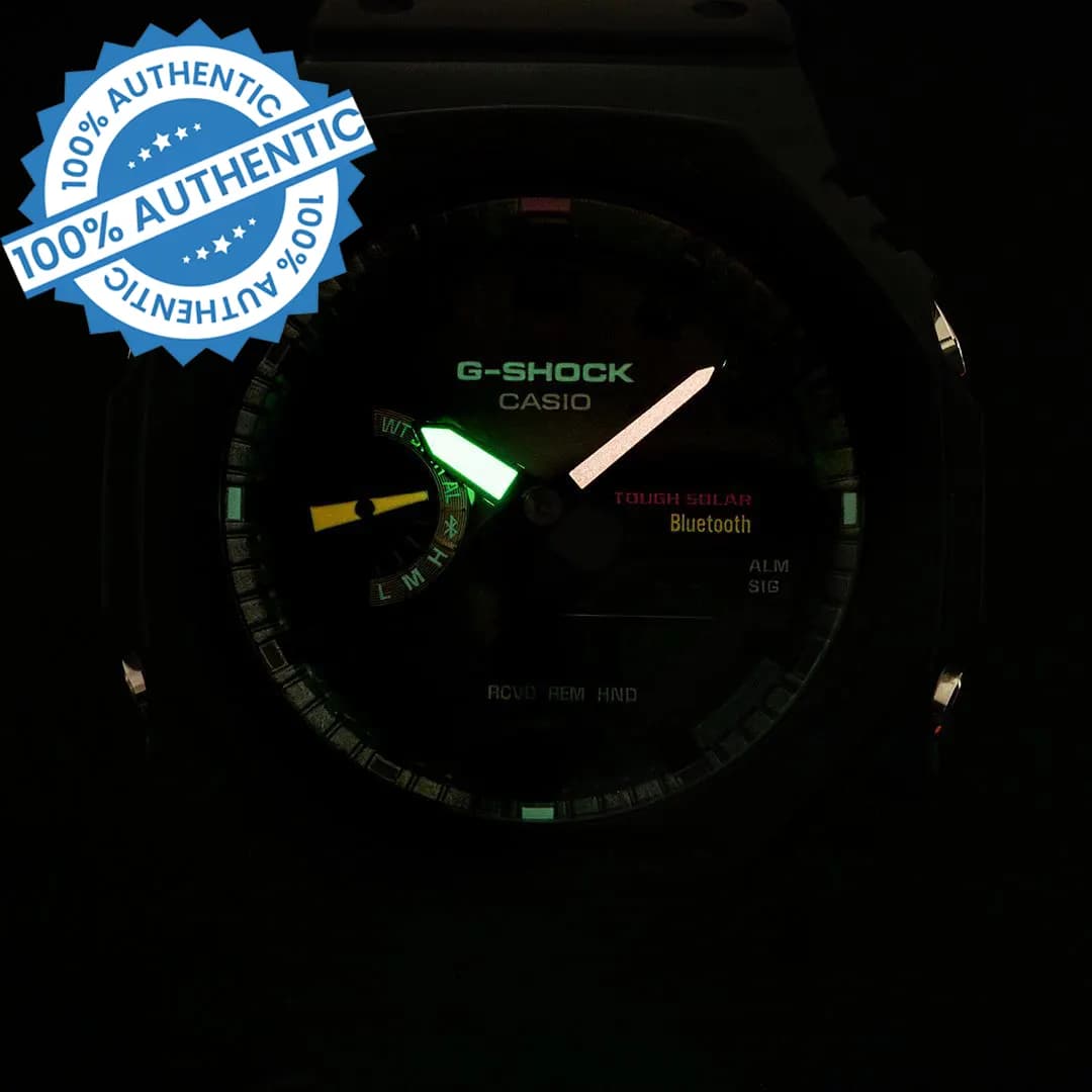 Casio G-Shock Matte Black Fluorescent (Bluetooth) Solar Men's Watch | GA-B2100MF-1A