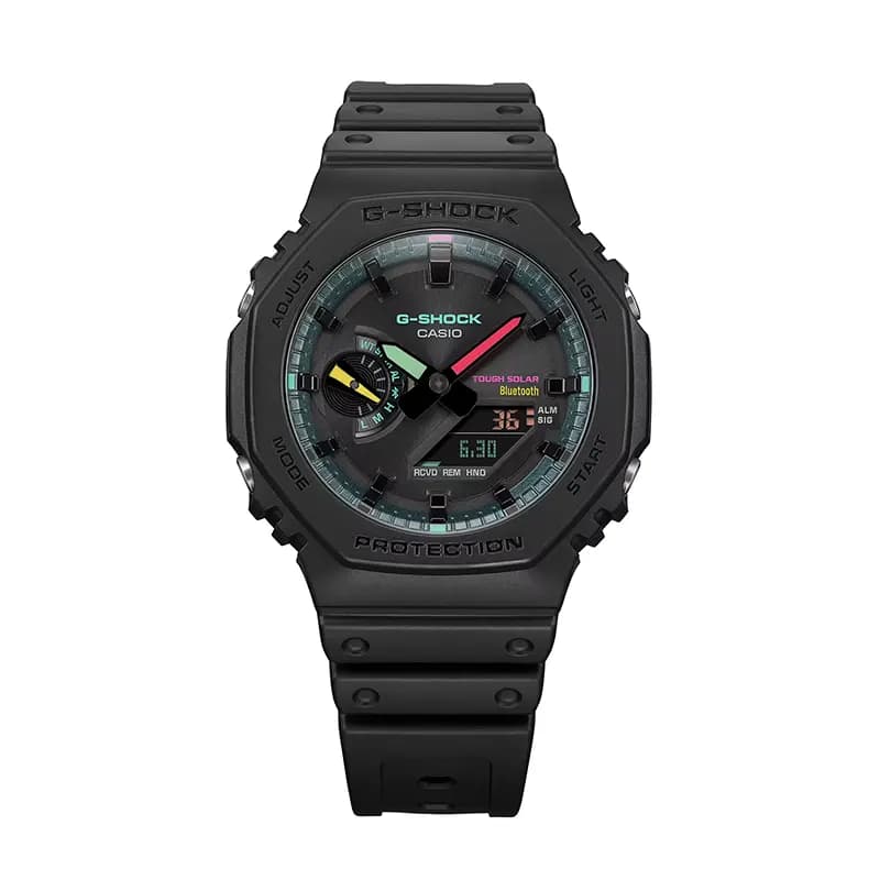 Casio G-Shock Matte Black Fluorescent (Bluetooth) Solar Men's Watch | GA-B2100MF-1A