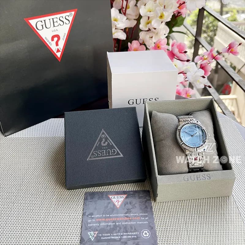 Guess Cosmo Blue Dial Silver-Tone Ladies Watch | GW0033L5