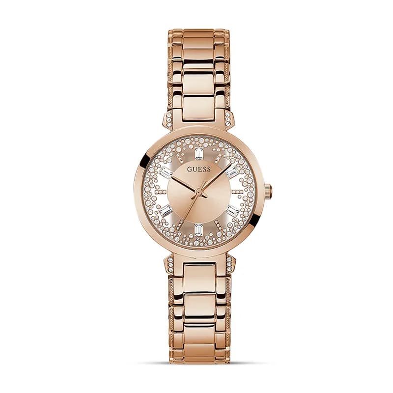 Guess Crystal Clear Rose Dial Ladies Watch | GW0470L3