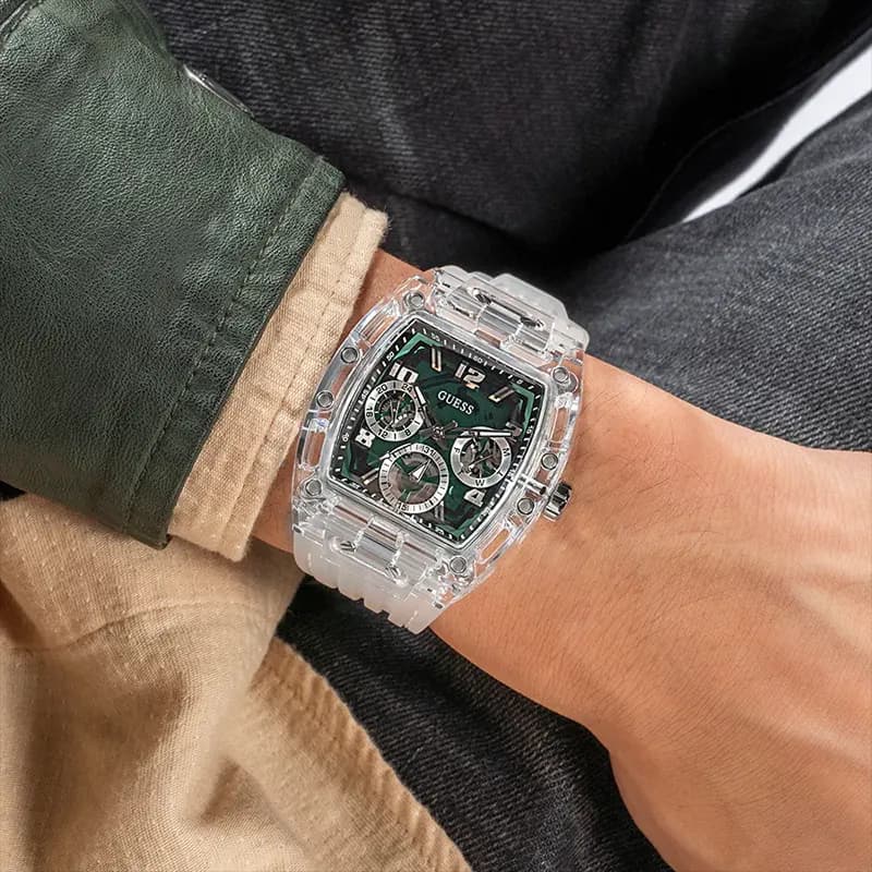 Guess Phoenix Multi-Function Green Skeleton Dial Men’s Watch | GW0499G8