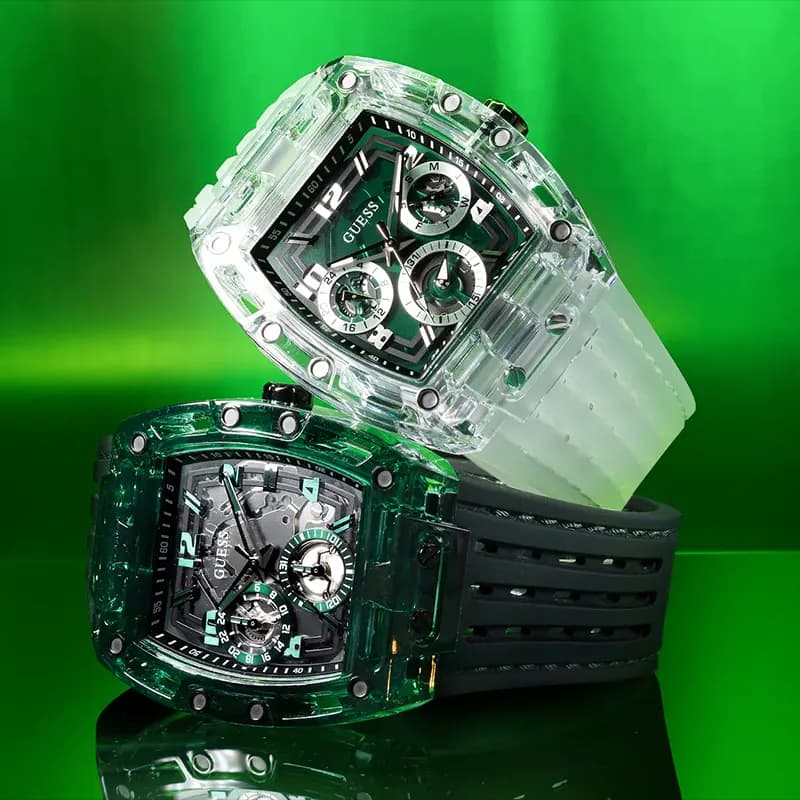 Guess Phoenix Multi-Function Green Skeleton Dial Men’s Watch | GW0499G8