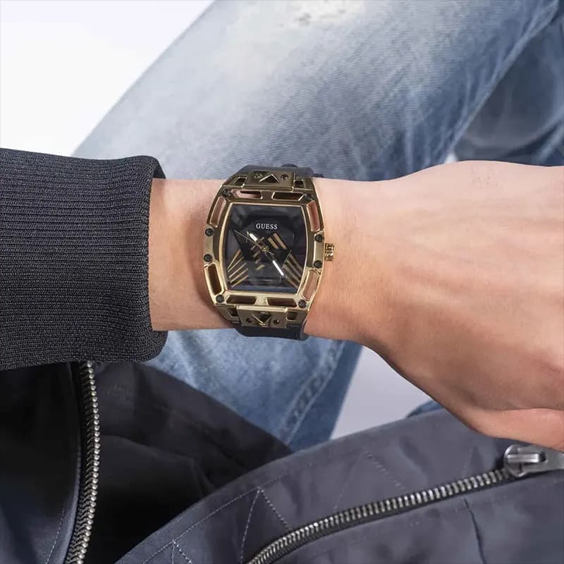 Guess Legend Black Dial Rubber Strap Men’s Watch | GW0500G1
