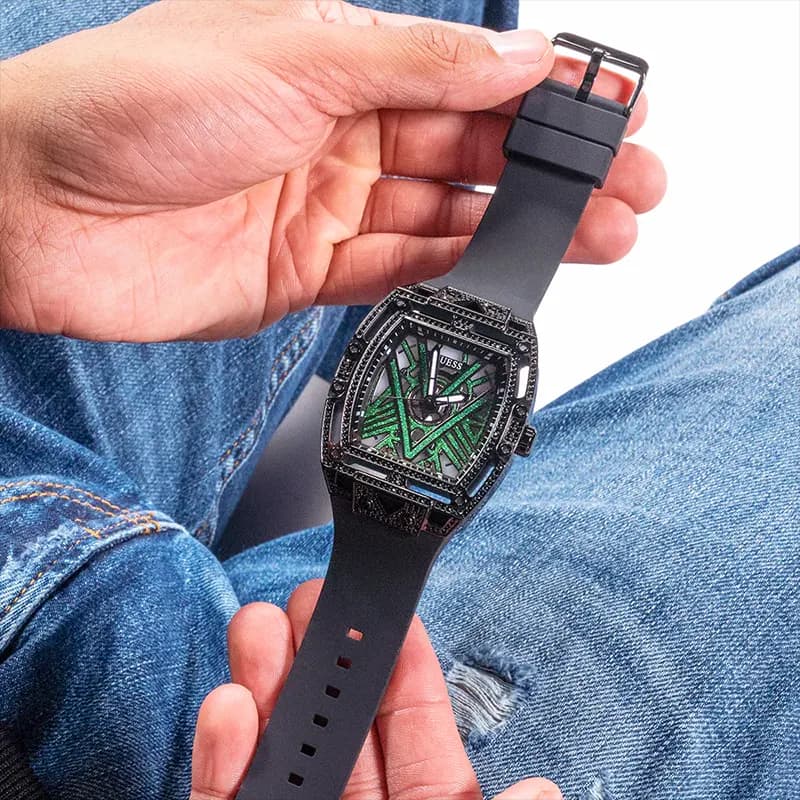 Guess Legend Translucent Dial Silicone Strap Men’s Watch | GW0564G2