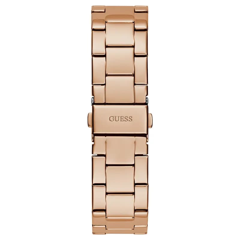 Guess Cubed Chocolate Brown Dial Rose Gold Ladies Watch | GW0607L3
