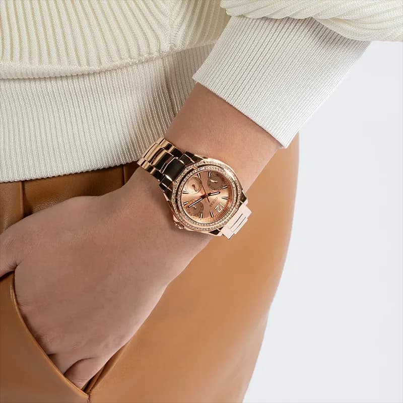 Guess Ritzy Rose Gold-tone Rose Dial Ladies Watch | GW0685L3