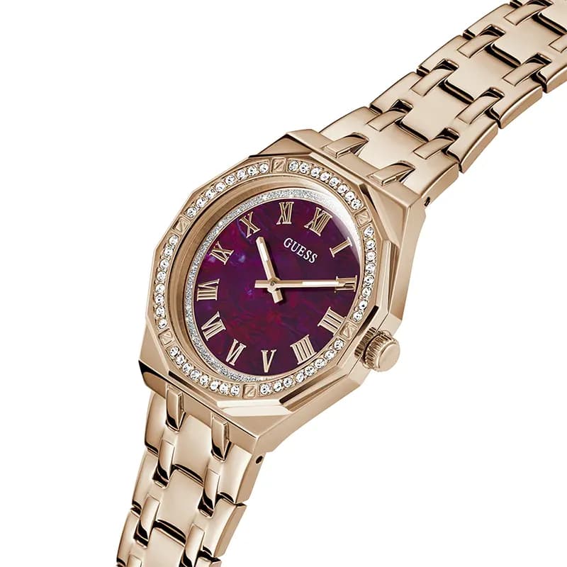 Guess Desire Purple Dial Rose Gold-Tone Ladies Watch | GW0770L3