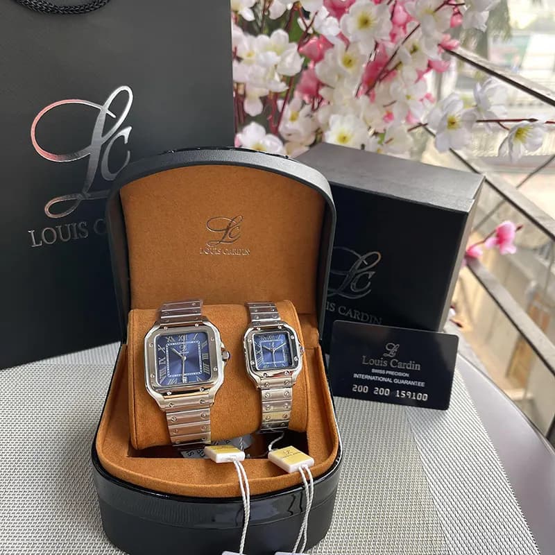 Louis Cardin Blue Dial Silver-tone Couple Set | 1853G/8853L secondary view