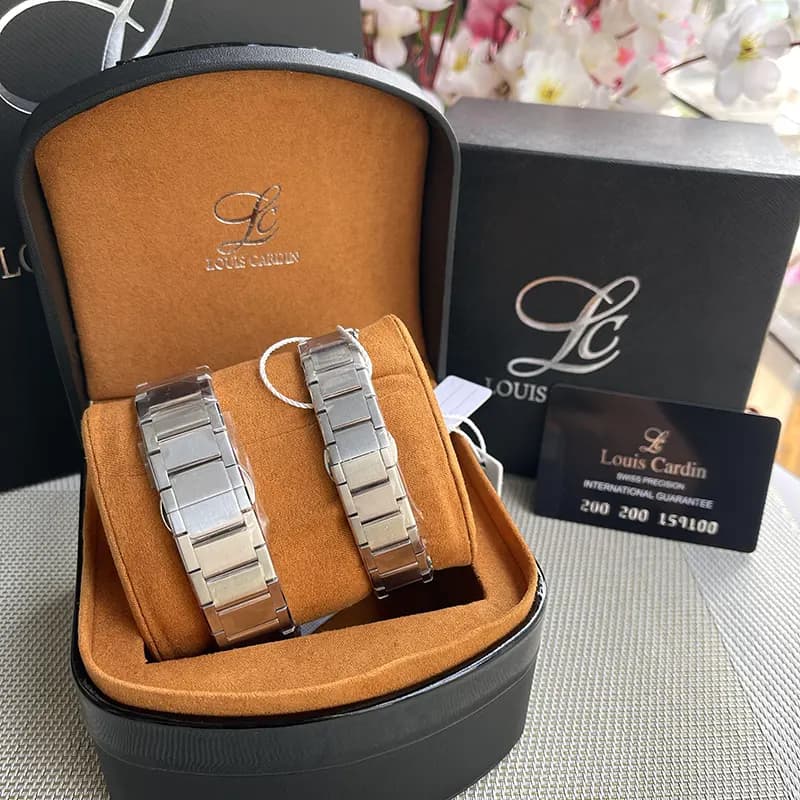 Louis Cardin Green Dial Silver-tone Couple Set | 1844G/8844L secondary view