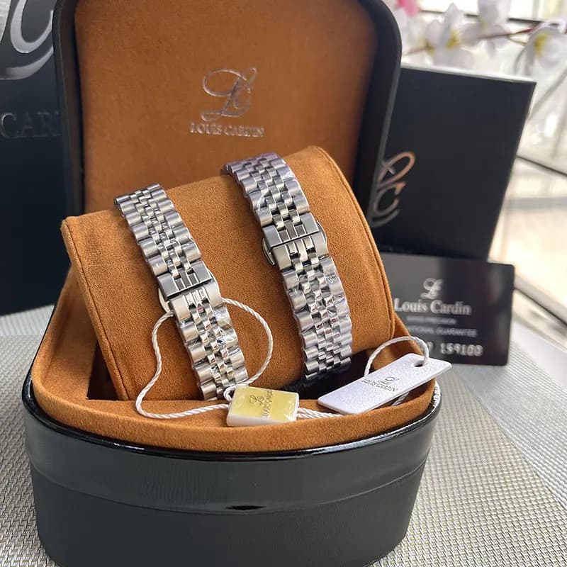 Louis Cardin Tiffany Blue Dial Silver-tone Couple Set | 1800G/8800L secondary view