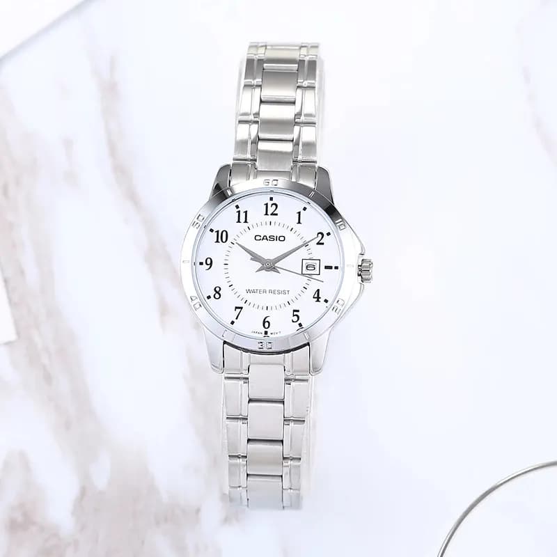 Casio Enticer LTP-V004D-7B White Dial Ladies Watch