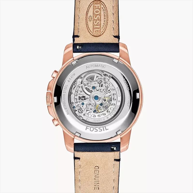 Fossil Grant Sport Automatic Navy Blue Leather Men's Watch | ME3029