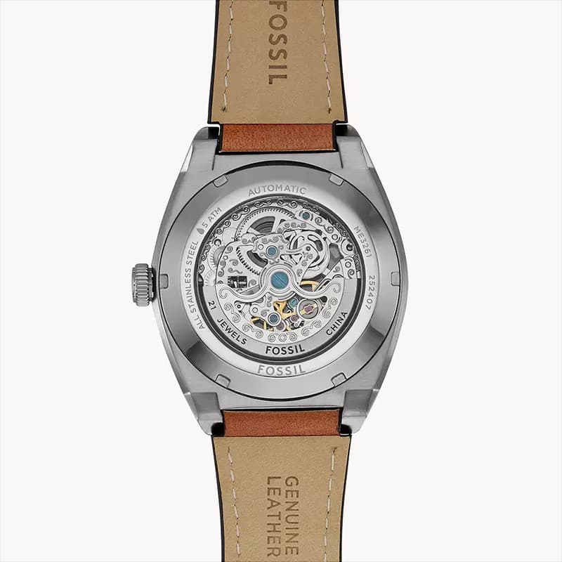 Fossil Everett Automatic Green Dial Brown Leather Men's Watch | ME3261