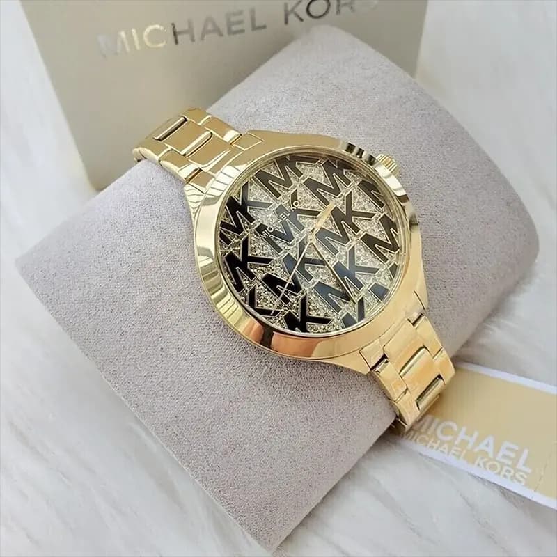 Michael Kors Runway Black Gold Dial Ladies Watch | MK4659