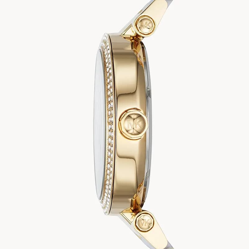 Michael Kors Parker Gold-Tone and White Acetate Ladies Watch | MK6313