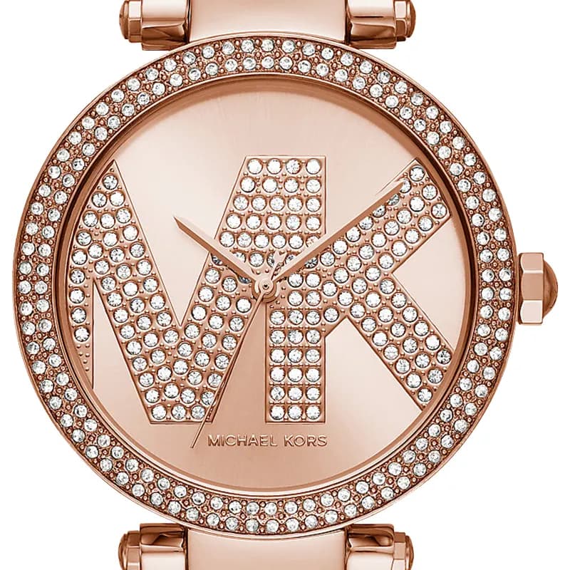 Michael Kors Parker Pavé Logo Rose Gold Ladies Watch | MK6660