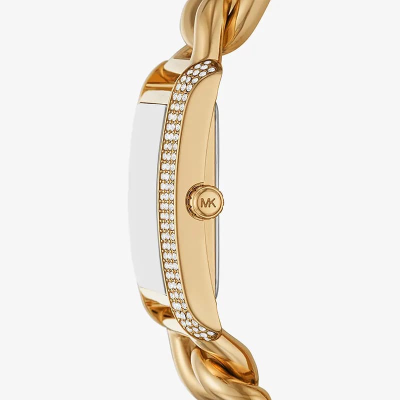 Michael Kors Oversized Emery Pavé Gold-Tone Curb Link Ladies Watch | MK7300