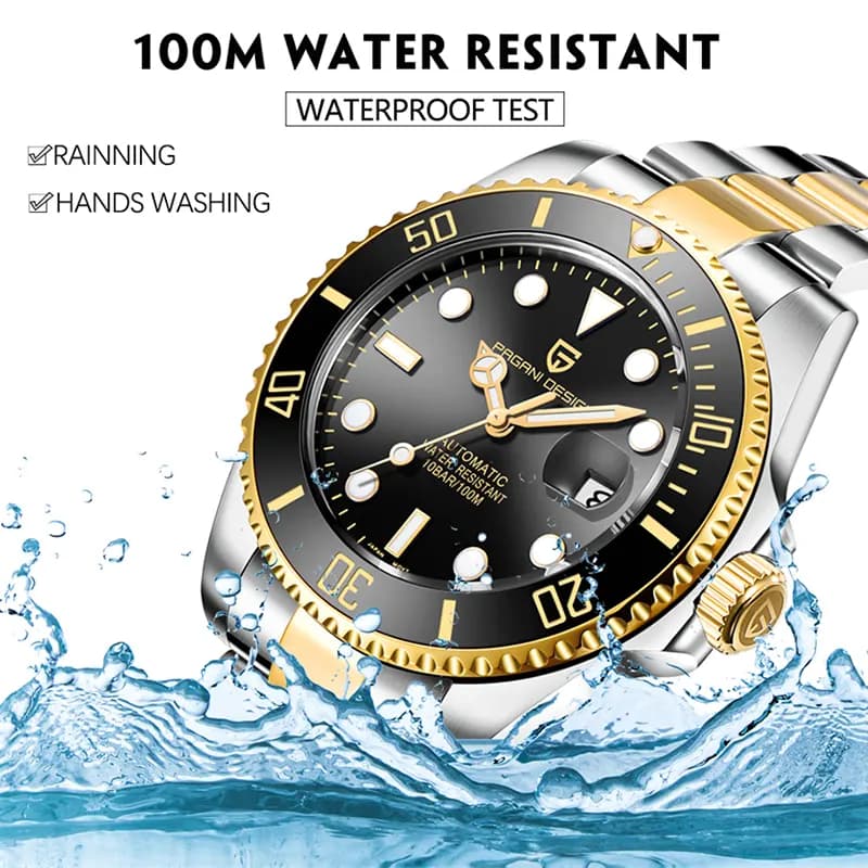 Pagani Design PD-1639 Submariner Two-tone Black Dial Men's Watch