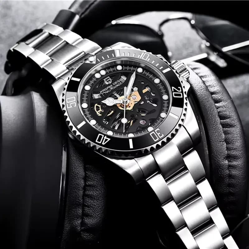 Pagani Design Skeleton Automatic Black Dial Men's Watch | PD-1659