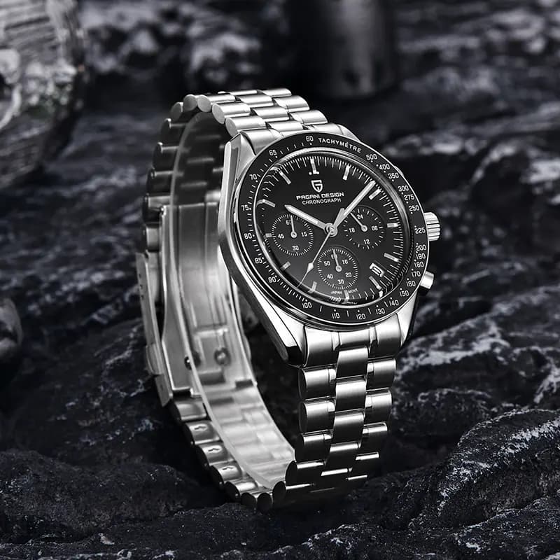 Pagani Design PD-1701 Speedmaster Chronograph Black Dial Men's Watch