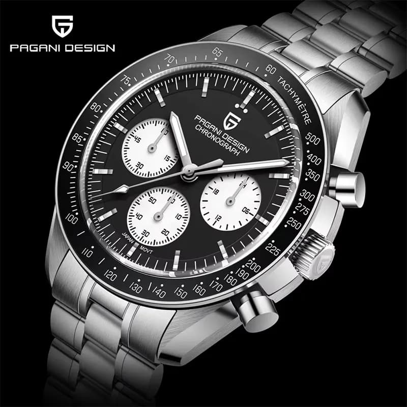 Pagani Design Chronograph Reverse Panda Black Dial Men's Watch | PD-1701