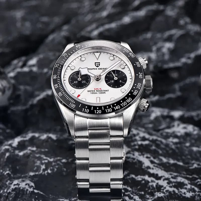 Pagani Design PD-1718 Black Bay Chrono White Dial Men's Watch