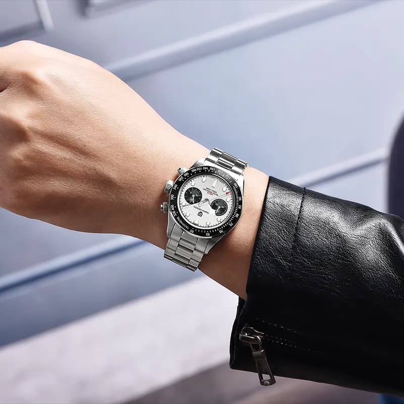 Pagani Design PD-1718 Black Bay Chrono White Dial Men's Watch