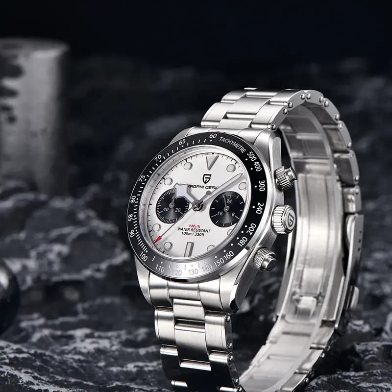 Pagani Design PD-1718 Black Bay Chrono White Dial Men's Watch