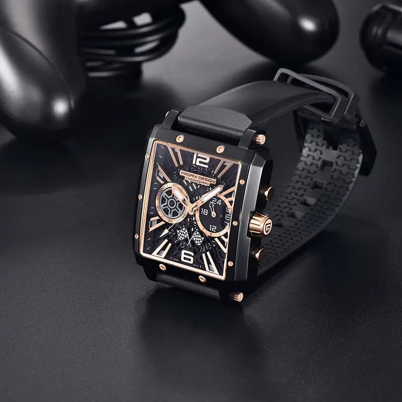 Pagani Design PD-1725 Racing Series Black Silicone Strap Men's Watch