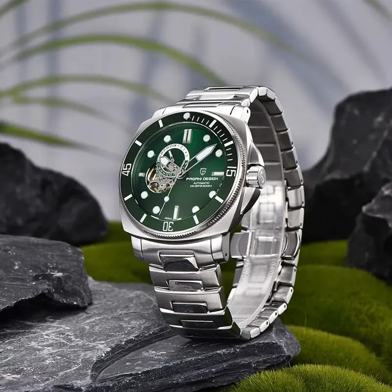 Pagani Design PD-1736 Automatic Open Heart Green Dial Men's Watch