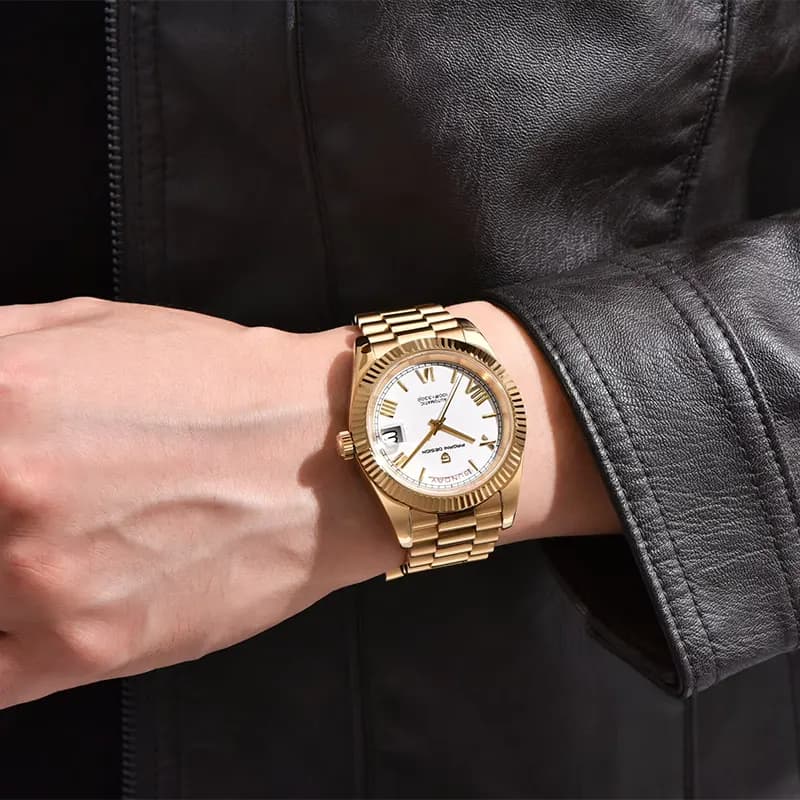 Pagani Design PD-1752 Day-Date White Dial Gold-tone Men's Watch