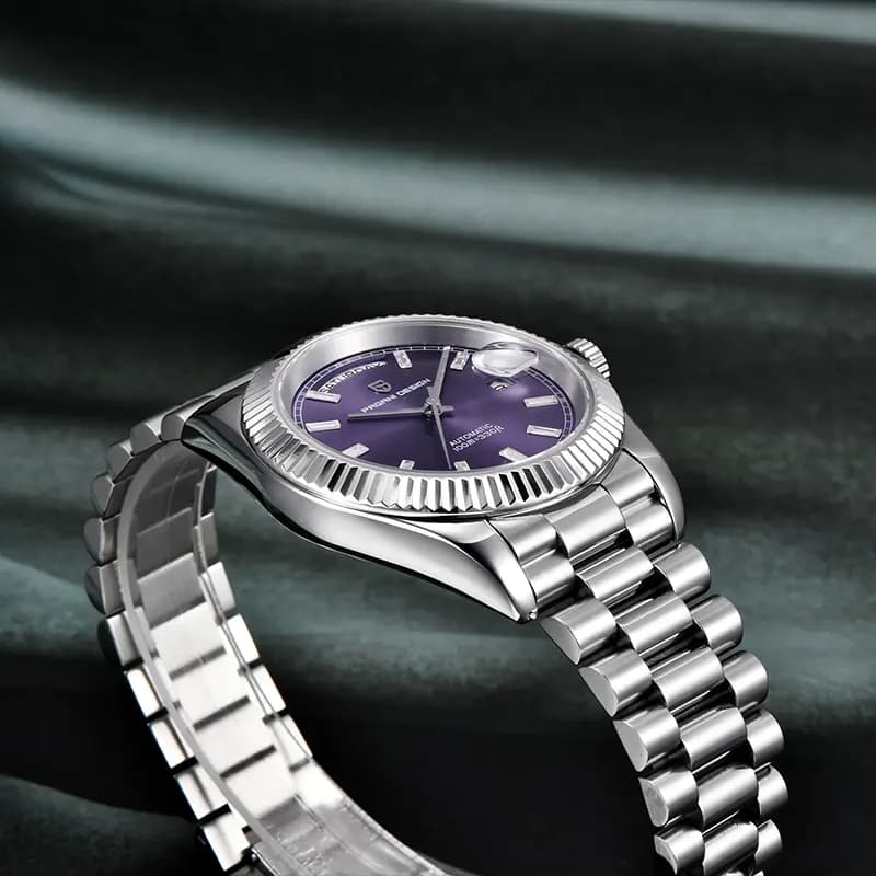 Pagani Design PD-1783 Day-Date Sunburst Purple Dial Men's Watch