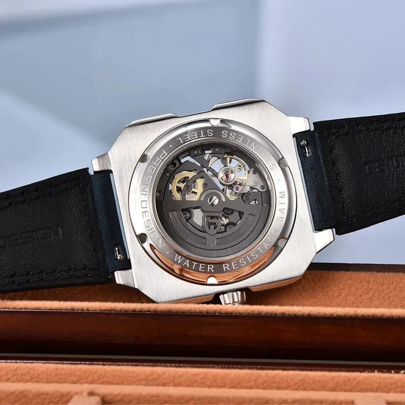 Pagani Design Automatic Skeleton Dial Brown Strap Men's Watch | PD-1791