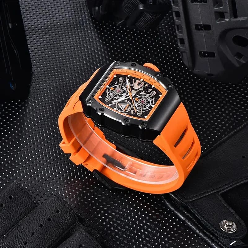Pagani Design Chronograph Orange Silicone Strap Men's Watch | PD-YS011