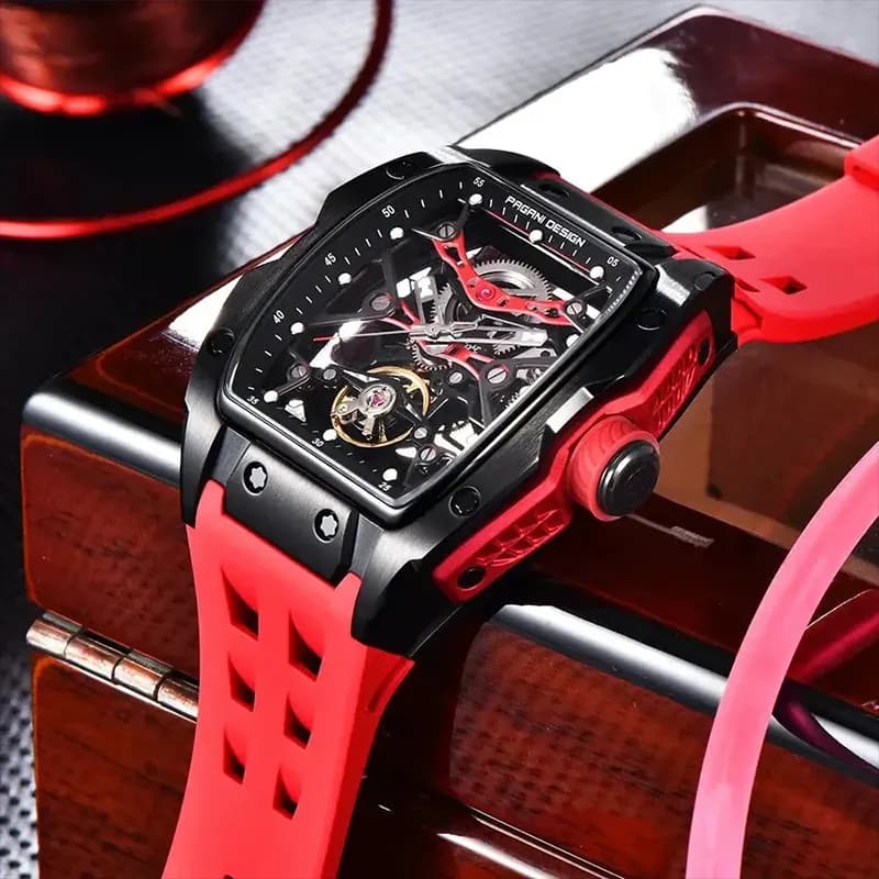 Pagani Design Skeleton Automatic Red Strap Men's Watch | PD-YS018