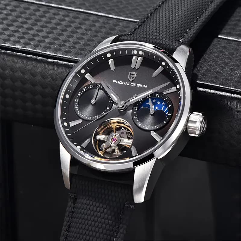 Pagani Design Tourbillon Moonphase Grey Dial Automatic Men's Watch | PD-YS021