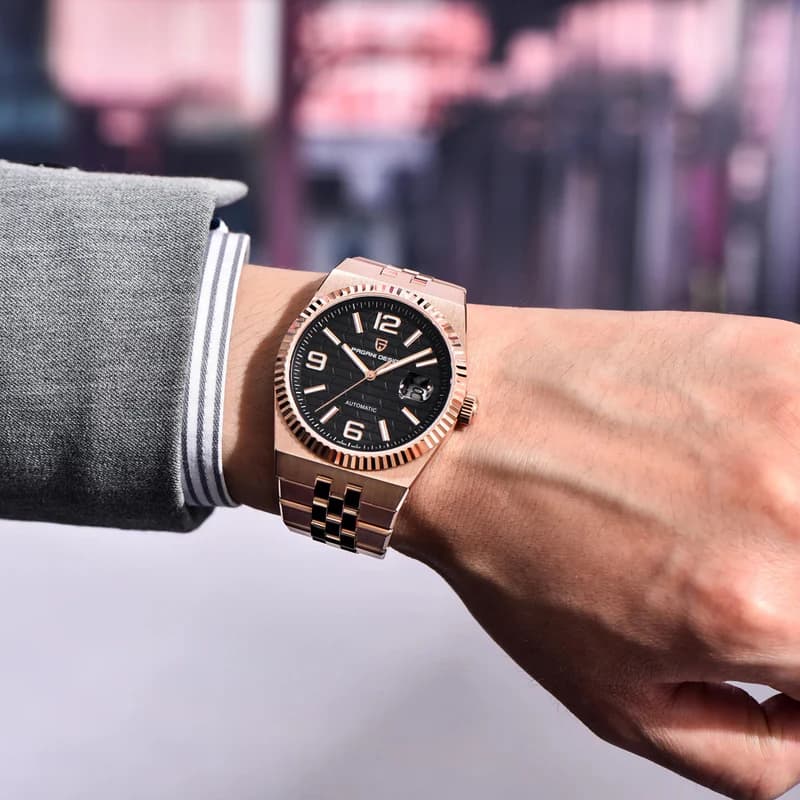 Pagani Design Land Dweller Rose-Tone Black Dial Men's Watch | PD-YS027