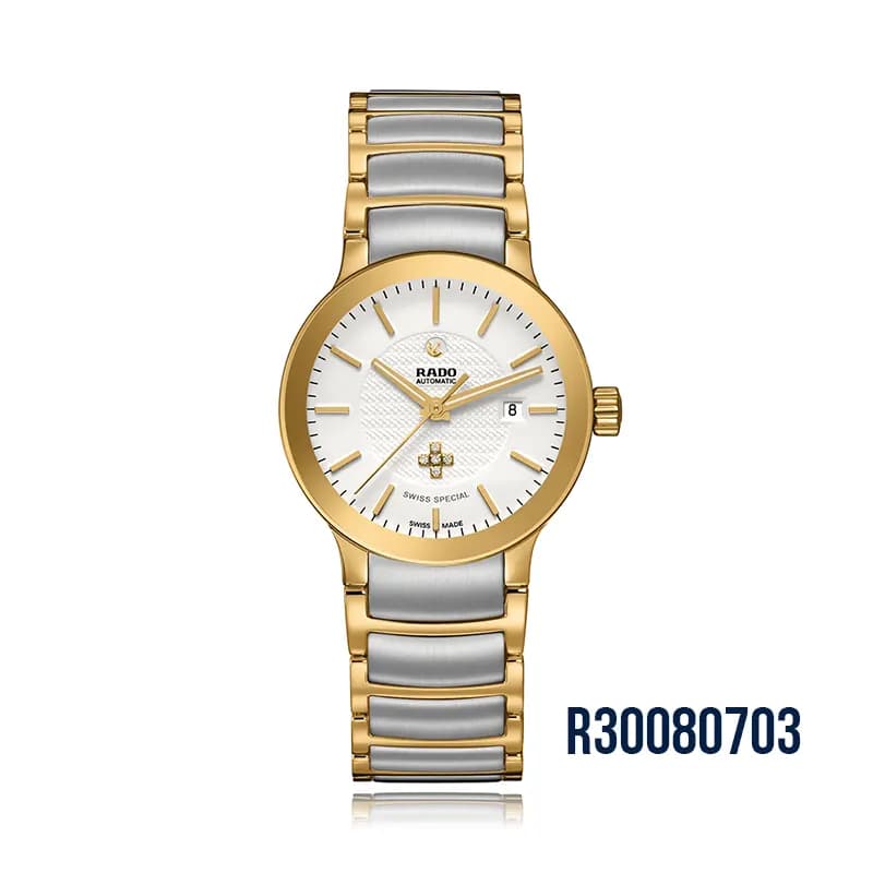 Rado Centrix 'Swiss Special' Cream Dial Two-tone Couple Watch | R30079703/R30080703