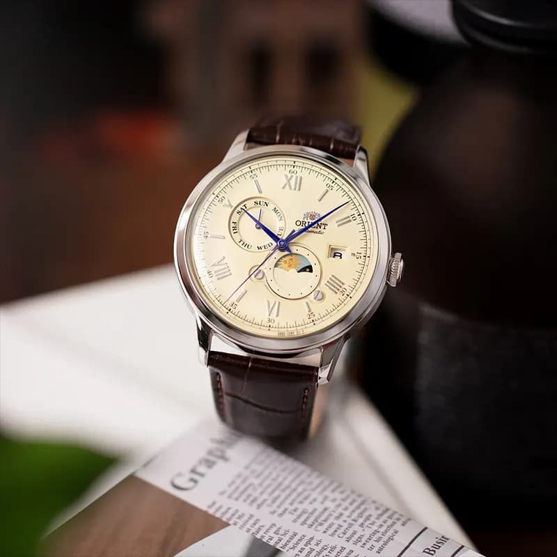 Orient Bambino Sun & Moon Ivory Dial Automatic Men's Watch | RA-AK0803Y secondary view