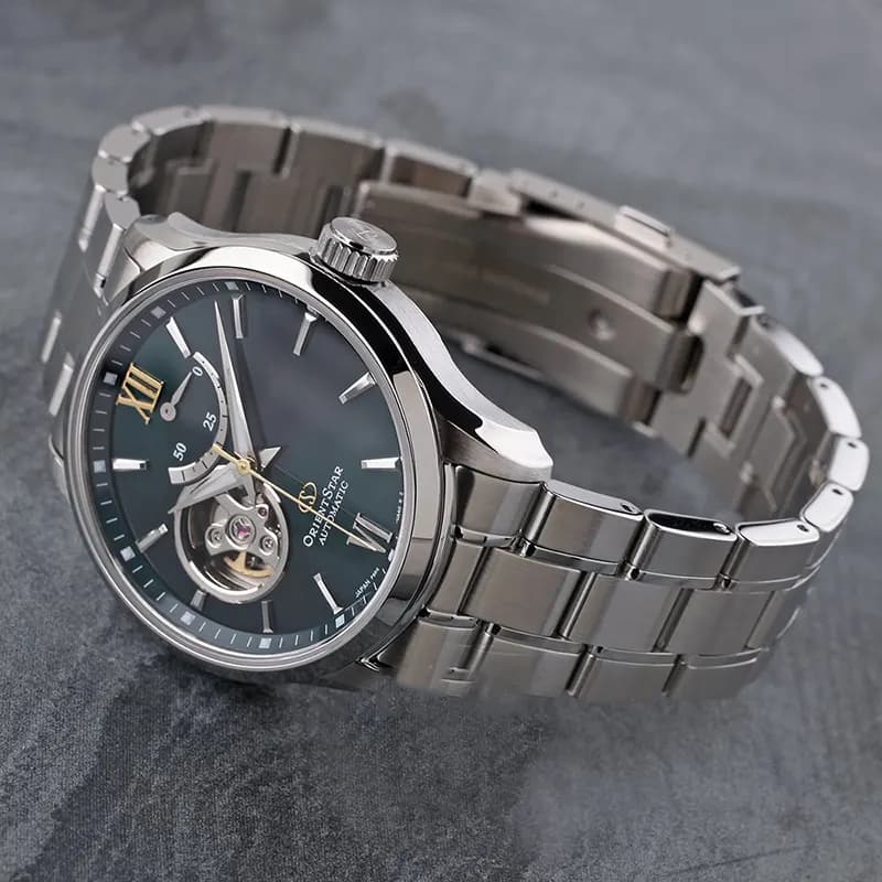 Orient Star Contemporary Open Heart Green Dial Men's Watch | RE-AT0002E