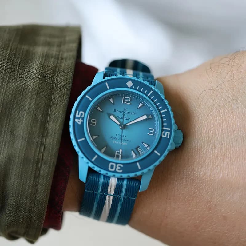 Blancpain X Swatch Fifty Fathoms Blue Lagoon Automatic Men's Watch | S035L400