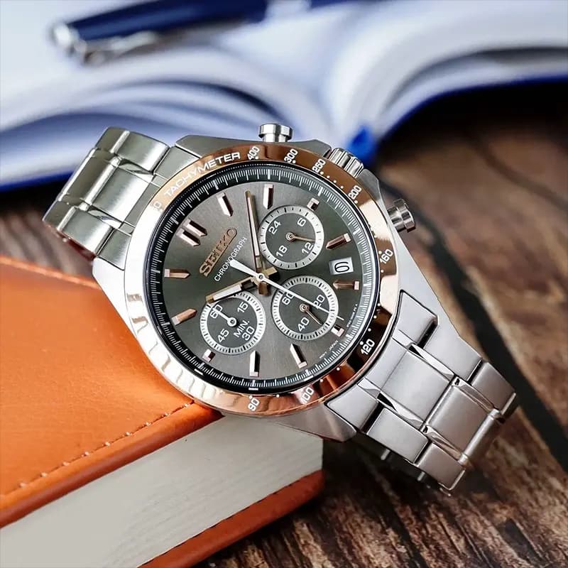 Seiko Spirit Chronograph Brown Sunburst Dial Men's Watch | SBTR026